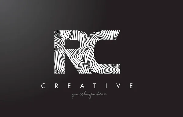 Logo RC R C Letra con líneas de cebra Diseño de texturas Vector . — Vector de stock