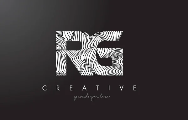 Logotipo de letra RG R G con vectores de diseño de texturas de líneas de cebra . — Vector de stock