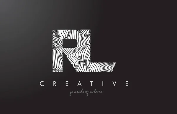 Logotipo de letra RL R L con vectores de diseño de texturas de líneas de cebra . — Vector de stock