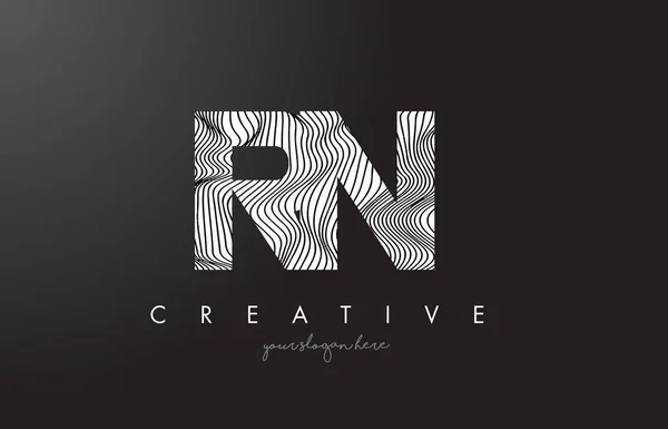 Logotipo de letra RN R N con vectores de diseño de texturas de líneas de cebra . — Vector de stock