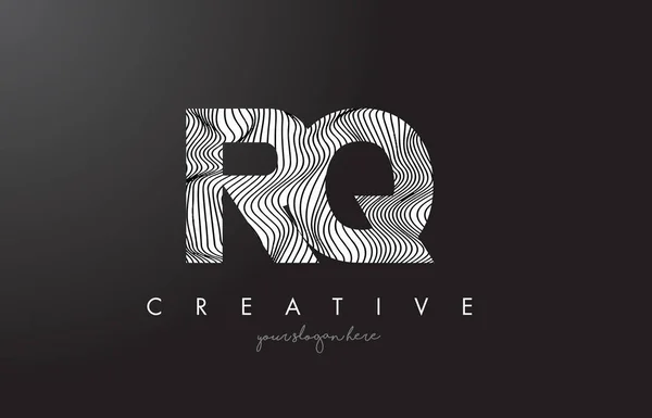 Logotipo de letra RQ R Q con vectores de diseño de texturas de líneas de cebra . — Vector de stock