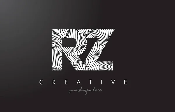 Logotipo de letra RZ R Z con vectores de diseño de texturas de líneas de cebra . — Vector de stock