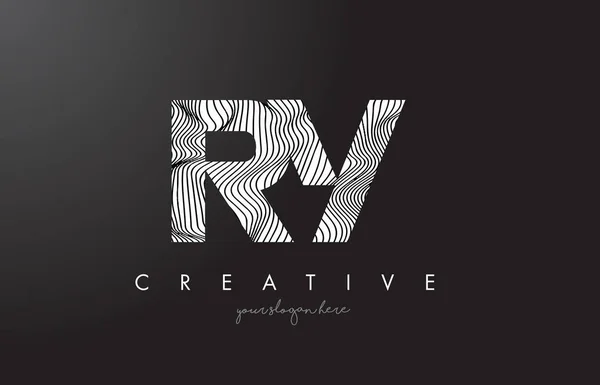 Logotipo de letra RY R Y con vectores de diseño de texturas de líneas de cebra . — Vector de stock