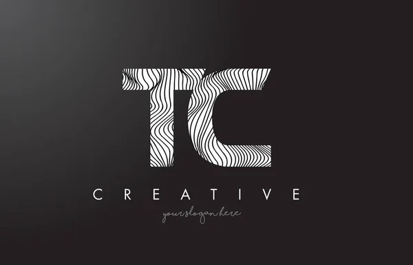 TC T C Letter Logo with Zebra Lines Texture Design Vector. — Stock Vector