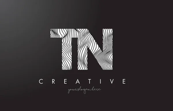 Logotipo de letra TN T N con vectores de diseño de texturas de líneas de cebra . — Archivo Imágenes Vectoriales