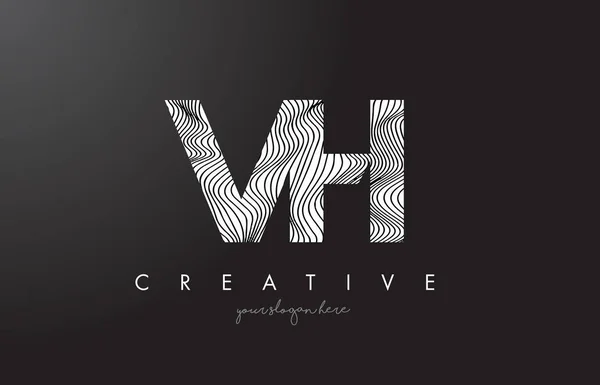 Logotipo de letra VH V H con líneas de cebra Diseño de texturas Vector . — Archivo Imágenes Vectoriales