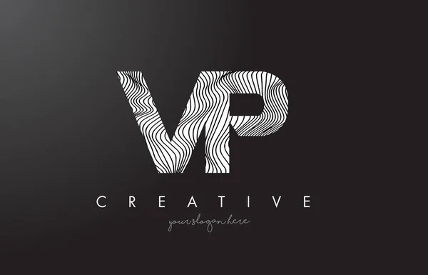 VP V P list Logo z Zebra linie tekstura wektor. — Wektor stockowy