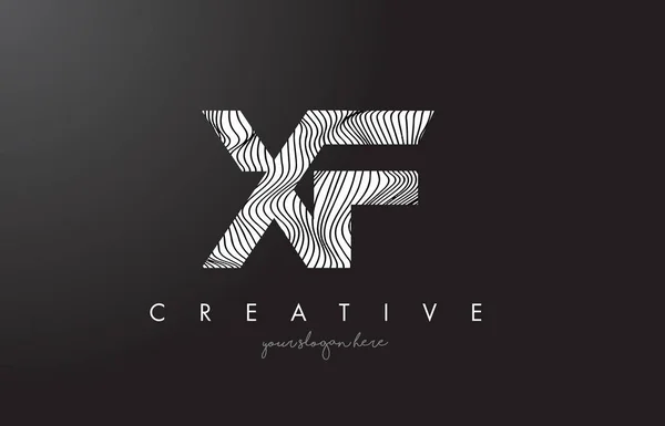 Logo de letra XF X F con vectores de diseño de texturas de líneas de cebra . — Vector de stock