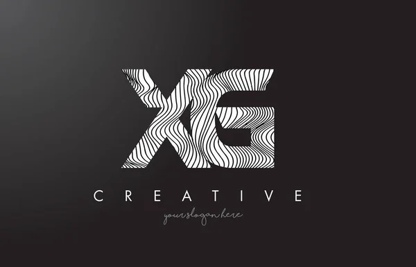 XG X G Letter Logo with Zebra Lines Texture Design Vector. — Stock Vector