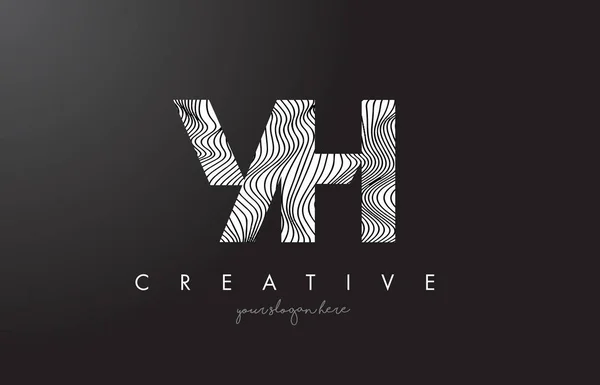 Logo della lettera di YH Y H con il vettore di progettazione di texture di Zebra Lines . — Vettoriale Stock