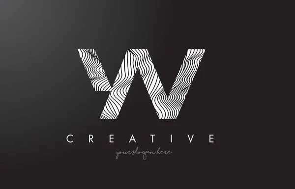 Yv Y V brief Logo met Zebra lijnen textuur ontwerp Vector. — Stockvector