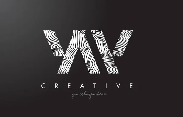 YW Y W letra logotipo com Zebra Linhas Textura Design Vector . — Vetor de Stock