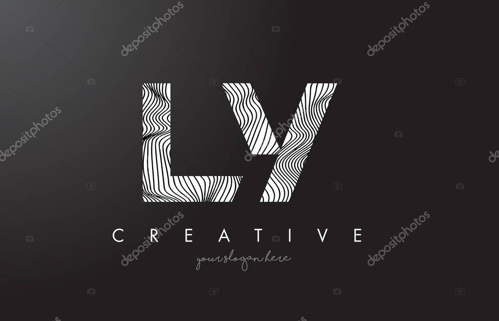 LY L Y Letter Logo with Zebra Lines Texture Design Vector Illustration.