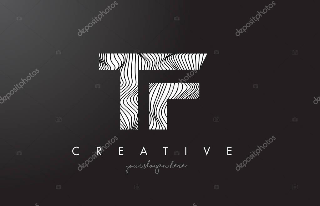 TF T F Letter Logo with Zebra Lines Texture Design Vector Illustration.