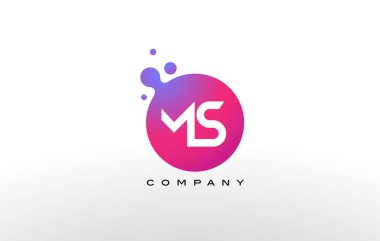 MS mektup Logo tasarımı yaratıcı Trendy kabarcıkları ile nokta.