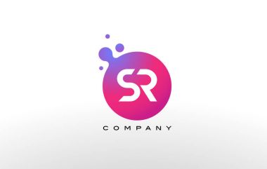 SR mektup Logo tasarımı yaratıcı Trendy kabarcıkları ile nokta.