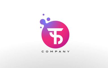 TS mektup Logo tasarımı yaratıcı Trendy kabarcıkları ile nokta.