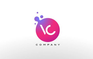 VC mektup Logo tasarımı yaratıcı Trendy kabarcıkları ile nokta.