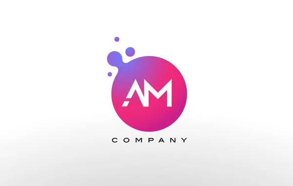 AM Carta Dots Logo Design com bolhas da moda criativa . —  Vetores de Stock