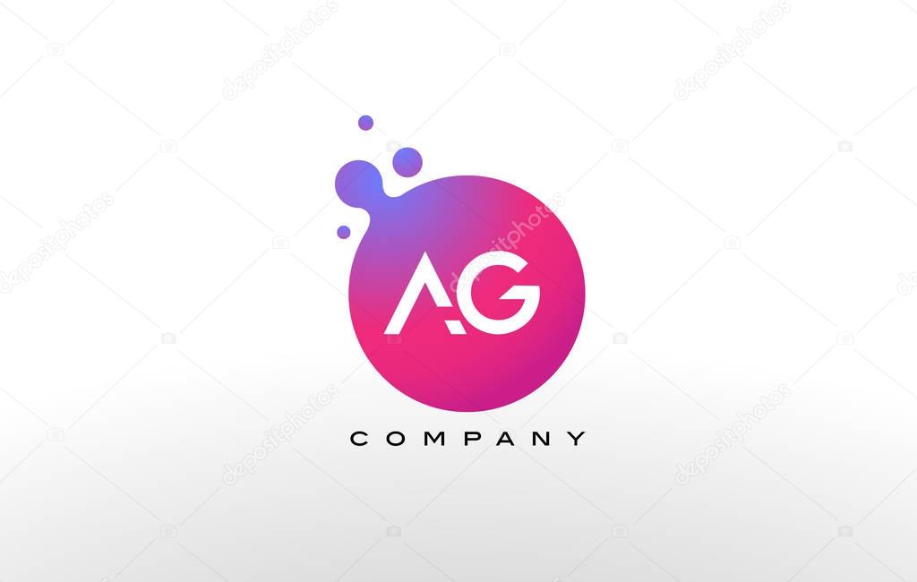 AG Letter Dots Logo Design with Creative Trendy Bubbles and Purple Magenta Colors.