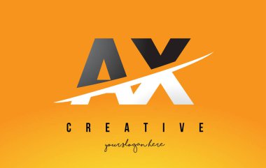 AX A X sarı arka plan ve Swoo mektup Modern Logo tasarımı