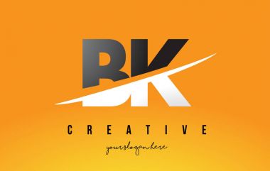 Sarı arka plan ve Swoo BK B K harfi Modern Logo tasarımı