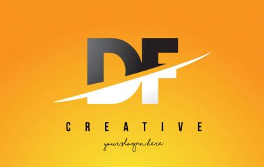 Sarı arka plan ve Swoo DF D F harfi Modern Logo tasarımı