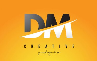 DM D M harfi sarı arka plan ve Swoo Modern Logo tasarımı