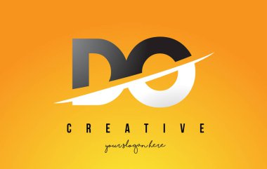 D O mektubu Modern Logo sarı arka plan ve Swoo ile tasarımı