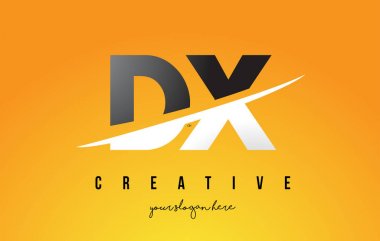 Sarı arka plan ve Swoo DX D X harfi Modern Logo tasarımı