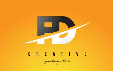 Sarı arka plan ve Swoo FD F D harfi Modern Logo tasarımı