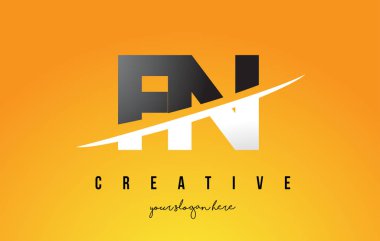 Sarı arka plan ve Swoo ile FN F N harfi Modern Logo Tasarım