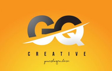 Sarı arka plan ve Swoo GQ G Q harfi Modern Logo tasarımı