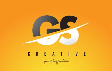 Sarı arka plan ve Swoo GS G S harfi Modern Logo tasarımı