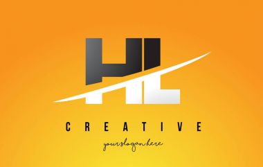 Sarı arka plan ve Swoo hl H L harfi Modern Logo tasarımı