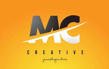 Sarı arka plan ve Swoo MC M C harfi Modern Logo tasarımı