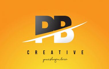 Sarı arka plan ve Swoo Türkçe P B harfi Modern Logo tasarımı