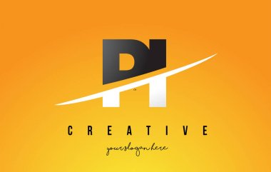 Pi P ben Modern Logo Tasarım sarı arka plan ve Swoo mektubu