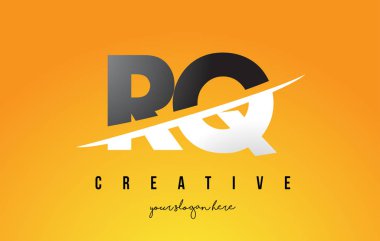Sarı arka plan ve Swoo RQ R Q harfi Modern Logo tasarımı