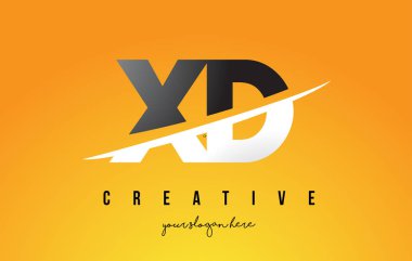 Sarı arka plan ve Swoo xD X D harfi Modern Logo tasarımı