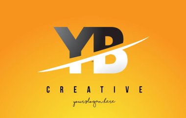 YB Y B harfi Modern Logo Tasarım sarı arka plan ve Swoo