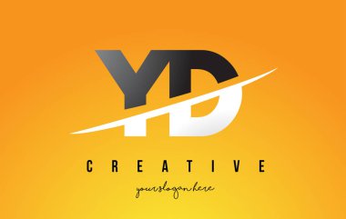 YD Y D harfi sarı arka plan ve Swoo Modern Logo tasarımı