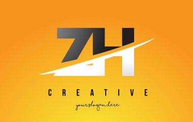 Sarı arka plan ve Swoo ZH Z H harfi Modern Logo tasarımı