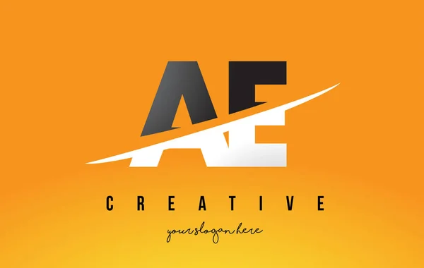 AE A D Lettre Design de logo moderne avec fond jaune et Swoo — Image vectorielle