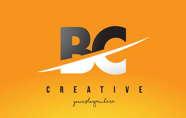 BC B C brev moderna Logotypdesign med gul bakgrund och Swoo — Stock vektor