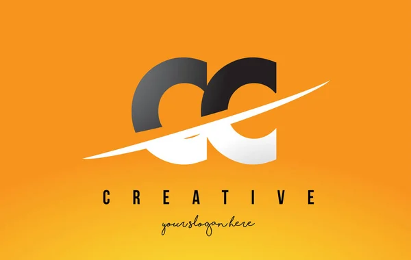 CC C C Lettre Design de logo moderne avec fond jaune et Swoo — Image vectorielle