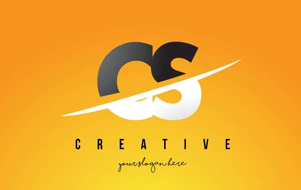 CS C S Lettre Design de logo moderne avec fond jaune et Swoo — Image vectorielle