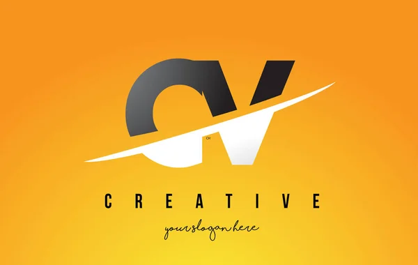 黄色背景与 Swoo Cv C V 信现代标志设计 — 图库矢量图片