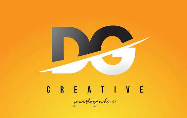 DG D G Lettre Design de logo moderne avec fond jaune et Swoo — Image vectorielle