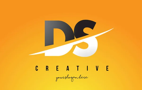 DS D S Lettre Design de logo moderne avec fond jaune et Swoo — Image vectorielle